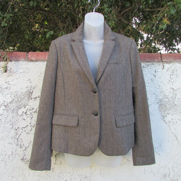 Gap The Academy Brown Herringbone Blazer 10 - Picture 2 of 8